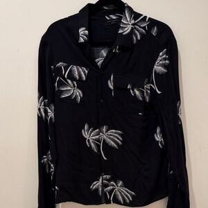 All Saints Monochrome Leaf Print Shirt